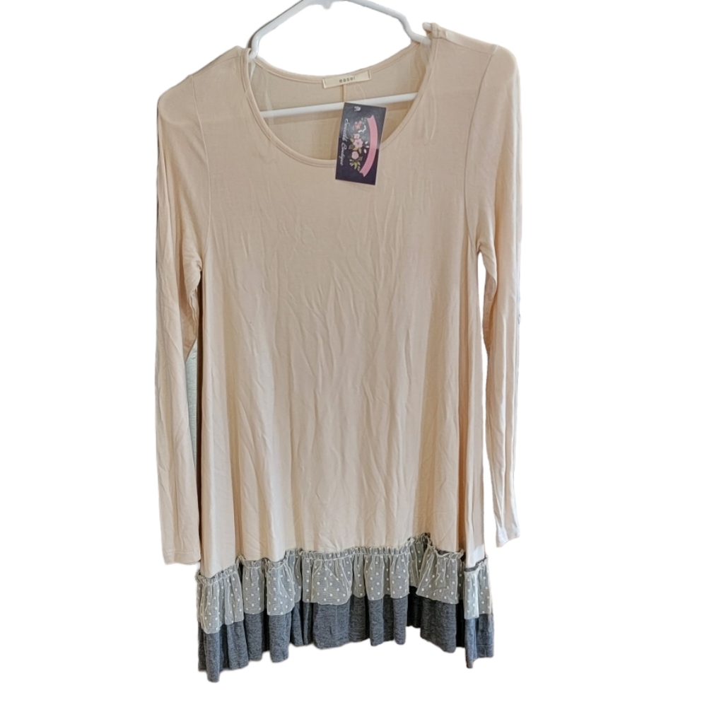 Easel Creme and Dark Grey Tunic Dress